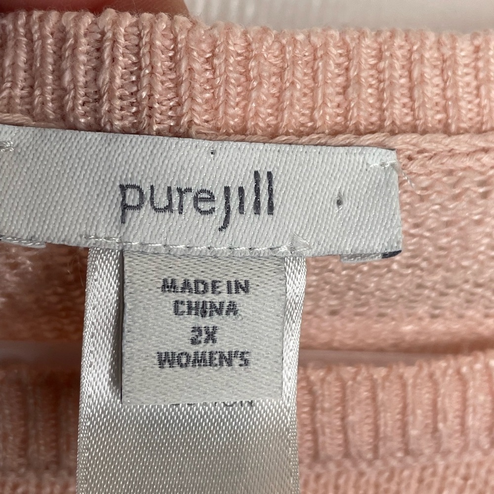Pure Jill Linen Blend Sleeveless Top Beach Coastal Quiet Luxury in Pink 2X - Picture 7 of 10